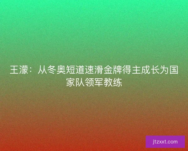 王濛：从冬奥短道速滑金牌得主成长为国家队领军教练